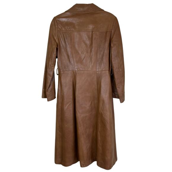 Vintage Dan Di Modes 24K Glove Leather Trench Coat Tan Brown Fitted Sz 8 - Picture 3 of 16